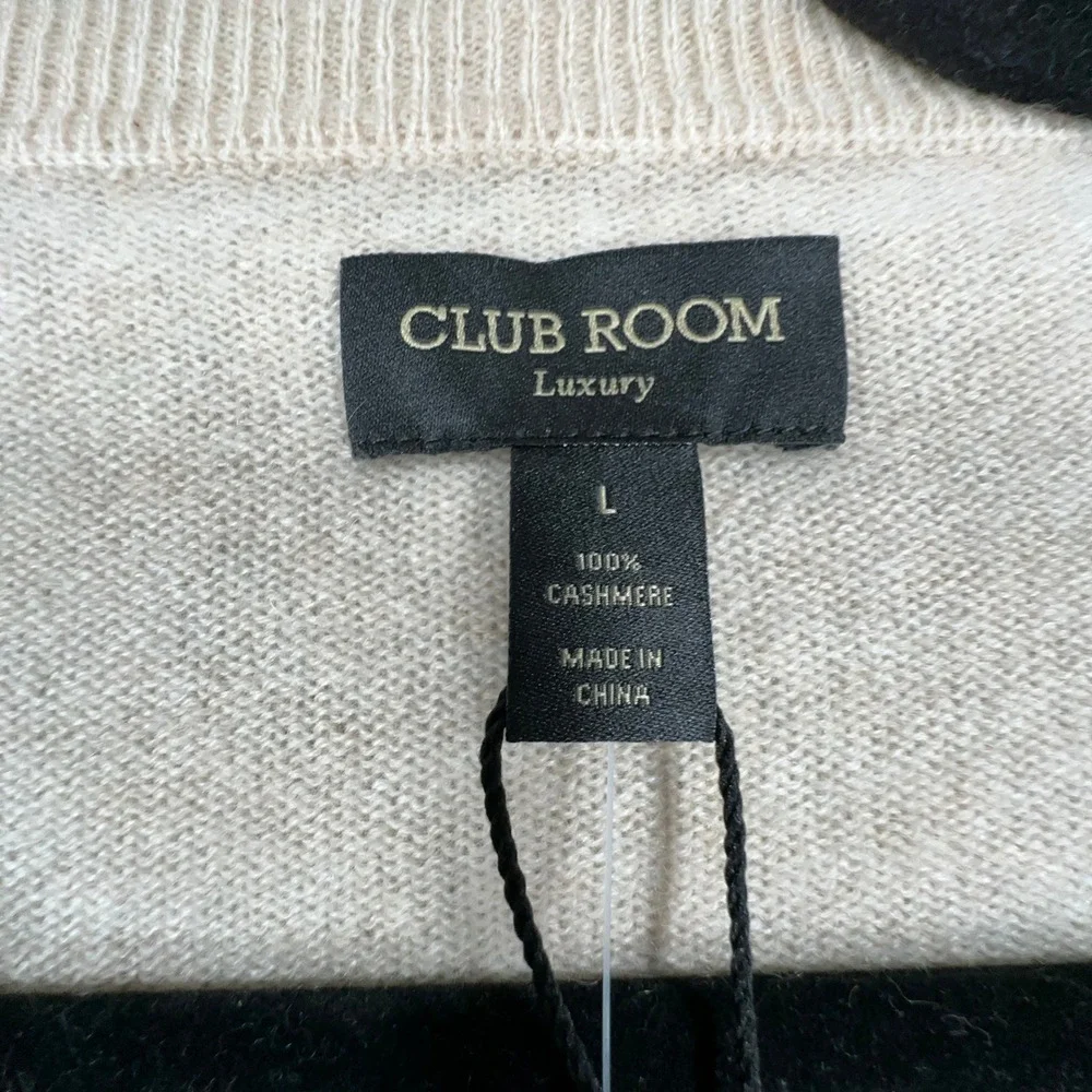 Club Room Cashmere Sweater Mens Large Oatmeal Heather Crew Neck Luxury Soft NEW